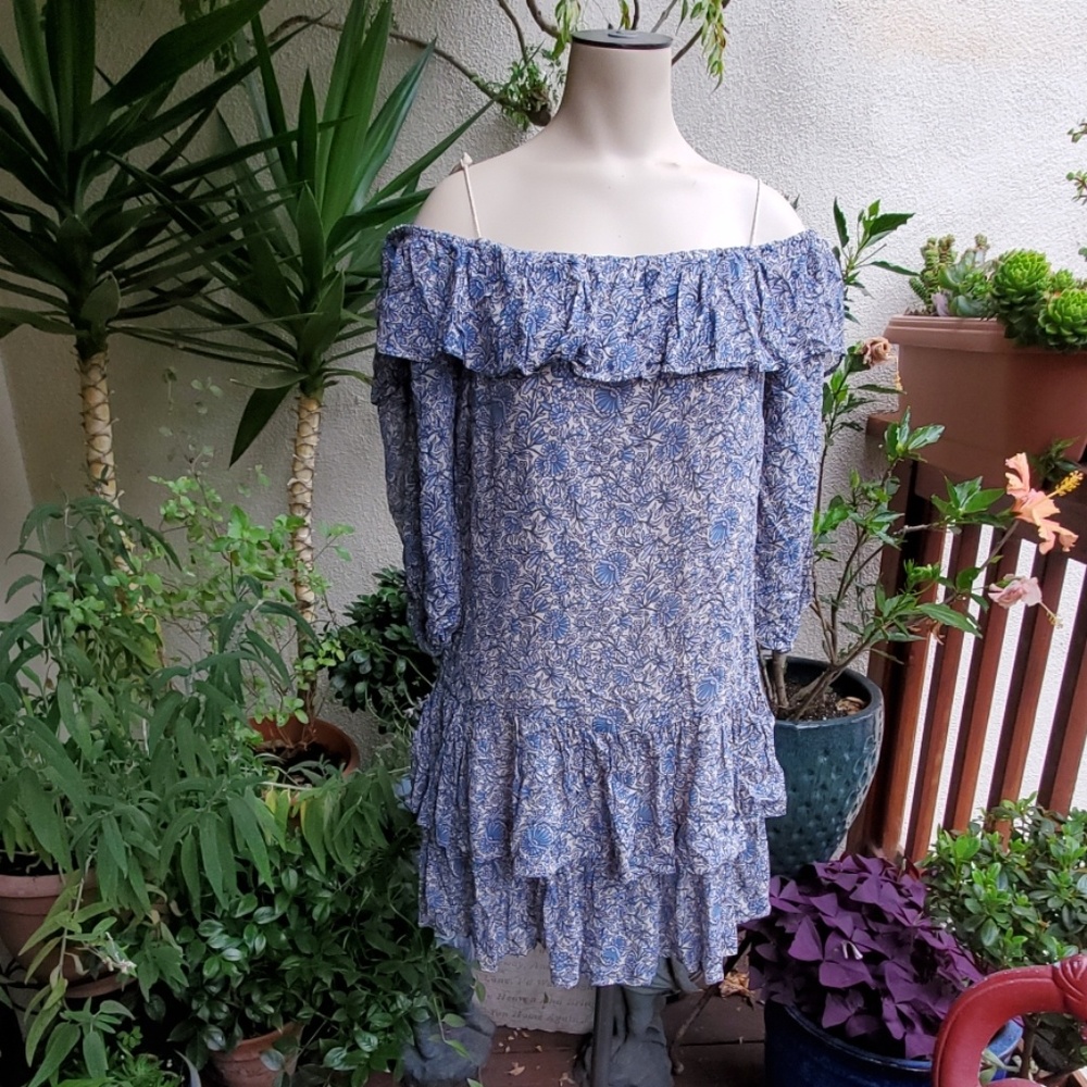 Rebecca Minkoff off the shoulders or straps, purple &  blue dress NWT - Picture 3 of 6